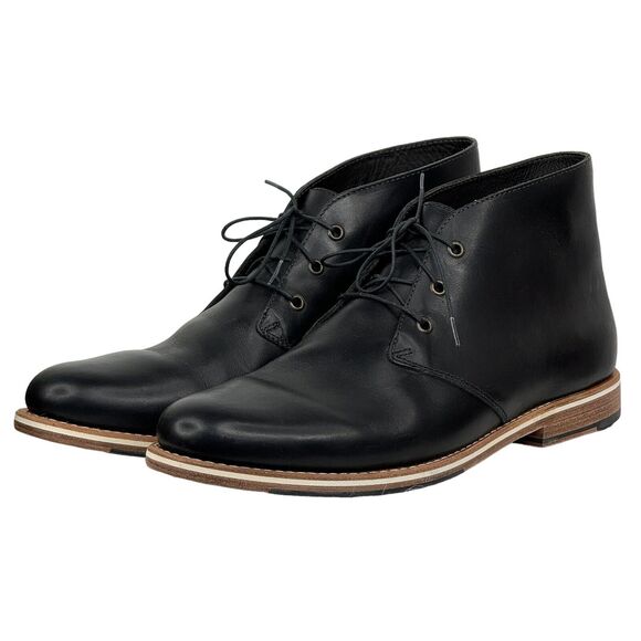 Helm Men's Declan Chukka Boots Natural Leather Black Sz 12 M Lace Up Modern NEW - Picture 1 of 11